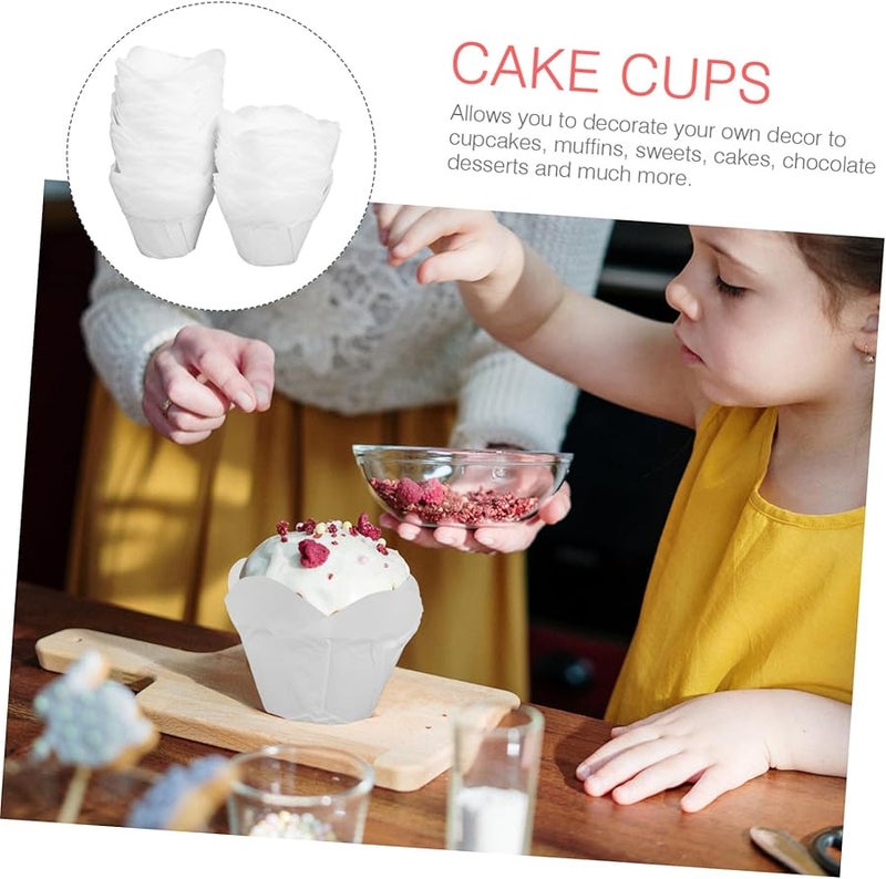 Gatuida 100 Pcs Disposable Non Stick Muffin Cupcake Baking Cups Liners Elegant Lotus Design - Image 2